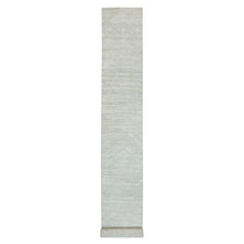 Load image into Gallery viewer, 2&#39;7&quot;x22&#39; Platinum Gray, Modern Design, Hand Spun Undyed Natural Wool, Hand Knotted, XL Runner Oriental Rug FWR395742