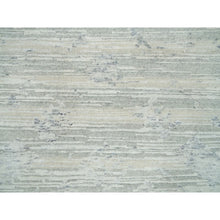 Load image into Gallery viewer, 2&#39;7&quot;x22&#39; Platinum Gray, Modern Design, Hand Spun Undyed Natural Wool, Hand Knotted, XL Runner Oriental Rug FWR395742