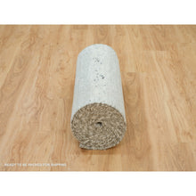 Load image into Gallery viewer, 2&#39;7&quot;x22&#39; Platinum Gray, Modern Design, Hand Spun Undyed Natural Wool, Hand Knotted, XL Runner Oriental Rug FWR395742