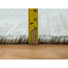 Load image into Gallery viewer, 2&#39;7&quot;x22&#39; Platinum Gray, Modern Design, Hand Spun Undyed Natural Wool, Hand Knotted, XL Runner Oriental Rug FWR395742