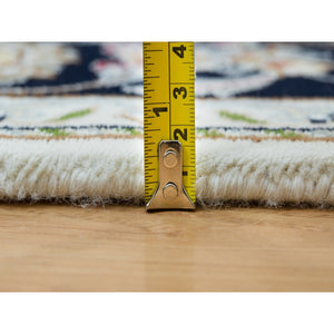 5'x7' Powder White, Nain with All Over Flower Design, 250 KPSI, Soft Wool, Hand Knotted, Oriental Rug FWR395832
