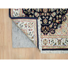 Load image into Gallery viewer, 2&#39;7&quot;x10&#39; Midnight Blue, Nain with Center Medallion Flower Design, 250 KPSI, Soft Wool, Hand Knotted, Runner Oriental Rug FWR395904