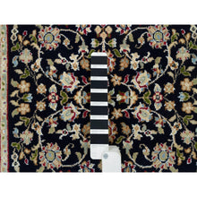 Load image into Gallery viewer, 2&#39;7&quot;x10&#39; Midnight Blue, Nain with Center Medallion Flower Design, 250 KPSI, Soft Wool, Hand Knotted, Runner Oriental Rug FWR395904