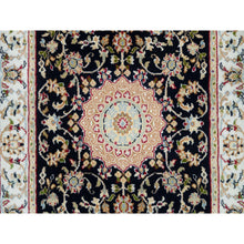Load image into Gallery viewer, 2&#39;7&quot;x10&#39; Midnight Blue, Nain with Center Medallion Flower Design, 250 KPSI, Soft Wool, Hand Knotted, Runner Oriental Rug FWR395904