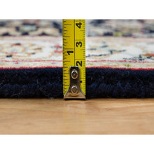 Load image into Gallery viewer, 2&#39;7&quot;x10&#39; Midnight Blue, Nain with Center Medallion Flower Design, 250 KPSI, Soft Wool, Hand Knotted, Runner Oriental Rug FWR395904