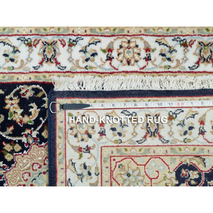 2'7"x10' Midnight Blue, Nain with Center Medallion Flower Design, 250 KPSI, Soft Wool, Hand Knotted, Runner Oriental Rug FWR395904
