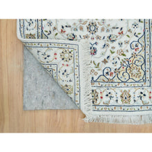 Load image into Gallery viewer, 2&#39;8&quot;x8&#39;4&quot; Powder White, Natural Wool, Hand Knotted, Nain With Center Medallion Flower Design, 250 Kpsi, Runner Oriental Rug FWR395910
