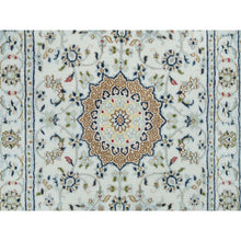 Load image into Gallery viewer, 2&#39;8&quot;x8&#39;4&quot; Powder White, Natural Wool, Hand Knotted, Nain With Center Medallion Flower Design, 250 Kpsi, Runner Oriental Rug FWR395910
