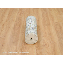 Load image into Gallery viewer, 2&#39;8&quot;x8&#39;4&quot; Powder White, Natural Wool, Hand Knotted, Nain With Center Medallion Flower Design, 250 Kpsi, Runner Oriental Rug FWR395910