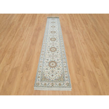 Load image into Gallery viewer, 2&#39;8&quot;x16&#39;7&quot; Powder White, 250 Kpsi, Pure Wool, Hand Knotted, Nain With All Over Flower Design, Xl Runner Oriental Rug FWR395958