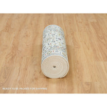 Load image into Gallery viewer, 2&#39;8&quot;x16&#39;7&quot; Powder White, 250 Kpsi, Pure Wool, Hand Knotted, Nain With All Over Flower Design, Xl Runner Oriental Rug FWR395958