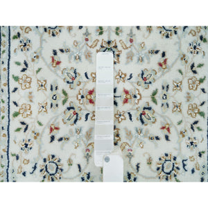 2'6"x20'6" Powder White, 250 Kpsi, Extra Soft Wool, Hand Knotted, Nain With Center Medallion Flower Design, Xl Runner Oriental Rug FWR395964