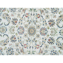 Load image into Gallery viewer, 6&#39;1&quot;x6&#39;1&quot; Powder White, 100% Wool, Hand Knotted, Nain With All Over Flower Design, 250 Kpsi, Round Oriental Rug FWR395970