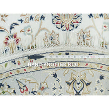 Load image into Gallery viewer, 6&#39;1&quot;x6&#39;1&quot; Round Wool 250 KPSI Nain Light Blue with an Ivory Border Hand Knotted Center Medallion Flower Design Fine Oriental Rug FWR376884