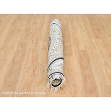 Load image into Gallery viewer, 6&#39;x6&#39; Midnight Blue, Soft Wool, Hand Knotted, Nain with All Over Flower Design, 250 KPSI, Round Oriental Rug FWR395976