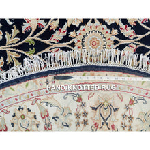 Load image into Gallery viewer, 6&#39;x6&#39; Midnight Blue, Soft Wool, Hand Knotted, Nain With All Over Flower Design, 250 Kpsi, Round Oriental Rug FWR395976