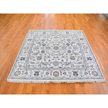Load image into Gallery viewer, 6&#39;1&quot;x6&#39;1&quot; Ivory Wool 250 Kpsi All Over Flower Design Nain Hand Knotted Oriental Rug FWR396144