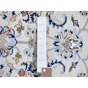 6'1"x6'1" Ivory Wool 250 Kpsi All Over Flower Design Nain Hand Knotted Oriental Rug FWR396144