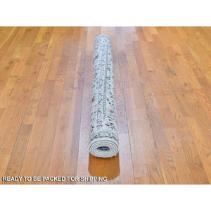 6'1"x6'1" Ivory Wool 250 Kpsi All Over Flower Design Nain Hand Knotted Oriental Rug FWR396144