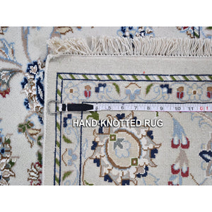 6'1"x6'1" Ivory Wool 250 Kpsi All Over Flower Design Nain Hand Knotted Oriental Rug FWR396144