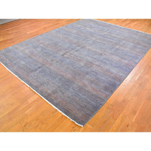 Load image into Gallery viewer, 9&#39;1&quot;x12&#39;2&quot; Denim Blue With Touches Of Orange Grass Design Wool And Silk Hand Knotted Oriental Rug FWR396318
