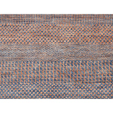 Load image into Gallery viewer, 9&#39;1&quot;x12&#39;2&quot; Denim Blue With Touches Of Orange Grass Design Wool And Silk Hand Knotted Oriental Rug FWR396318