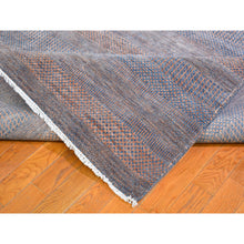 Load image into Gallery viewer, 9&#39;1&quot;x12&#39;2&quot; Denim Blue With Touches Of Orange Grass Design Wool And Silk Hand Knotted Oriental Rug FWR396318