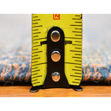 Load image into Gallery viewer, 9&#39;1&quot;x12&#39;2&quot; Denim Blue With Touches Of Orange Grass Design Wool And Silk Hand Knotted Oriental Rug FWR396318