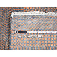 Load image into Gallery viewer, 9&#39;1&quot;x12&#39;2&quot; Denim Blue With Touches Of Orange Grass Design Wool And Silk Hand Knotted Oriental Rug FWR396318