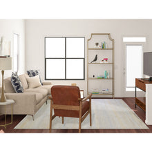 Load image into Gallery viewer, 8&#39;1&quot;x9&#39;8&quot; Yellow Hand Knotted Grass Design Wool And Silk Oriental Rug FWR396336