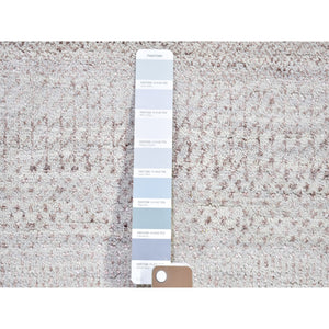 7'8"x10'3" Silver Grass Design Wool And Silk Hand Knotted Oriental Rug FWR396342
