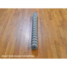 Load image into Gallery viewer, 4&#39;x5&#39;10&quot; Charcoal Gray Pure Wool Reversible Geometric Design Kilim Flat Weave Hand Woven Oriental Rug FWR396474