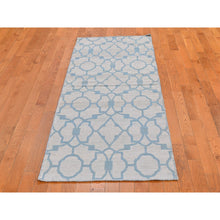 Load image into Gallery viewer, 2&#39;8&quot;x7&#39;10&quot; Light Blue Reversible Kilim Pure Wool Flat Weave Hand Woven Runner Oriental Rug FWR396564