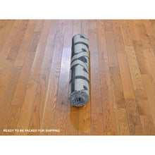 Load image into Gallery viewer, 2&#39;7&quot;x10&#39; Geometric Pattern Flat Weave Pure Wool Reversible Kilim Runner Gray Hand Woven Oriental Rug FWR396588