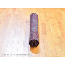 Load image into Gallery viewer, 3&#39;2&quot;x5&#39;6&quot; Wine Red Wool And Silk Modern Damask Design Mat Hand Knotted Oriental Rug FWR396738