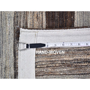 2'x3'1" Dark Brown Striped Design Flat Weave Afghan Kilim Hand Woven Mat Oriental Rug FWR396864