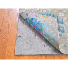 Load image into Gallery viewer, 2&#39;1&quot;x3&#39; Colorful Sari Silk With Textured Wool Oushak Influence Hand Knotted Mat Oriental Rug FWR396876