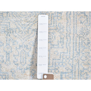 2'1"x3'1" Ivory Wash Out Wool And Pure Silk Persian Heriz Design Hand Knotted Oriental Rug Sh666148