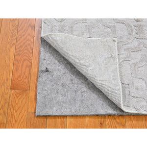 2'x2'10" Ivory Hi-low Modern Textured Wool Mat Hand Knotted Oriental Rug FWR396954
