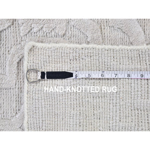 2'x2'10" Ivory Hi-low Modern Textured Wool Mat Hand Knotted Oriental Rug FWR396954
