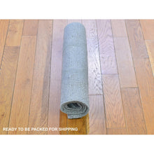 Load image into Gallery viewer, 2&#39;x3&#39; Light Gray Hi-low Modern Wool And Silk Mat Hand Knotted Oriental Rug FWR396984