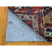 Load image into Gallery viewer, 3&#39;9&quot;x12&#39;2&quot; Brown Antique North West Persian with Camel Hair Wide Runner Full Pile Geometric Medallions Hand Knotted Natural Wool Clean Oriental Rug FWR397110