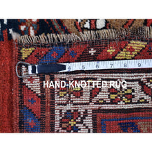 Load image into Gallery viewer, 3&#39;9&quot;x12&#39;2&quot; Brown Antique North West Persian with Camel Hair Wide Runner Full Pile Geometric Medallions Hand Knotted Natural Wool Clean Oriental Rug FWR397110