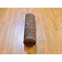 Load image into Gallery viewer, 3&#39;2&quot;x10&#39; 100% Wool Repetitive Geometric All Over Design Red Hand Knotted Wide Runner Oriental Rug FWR397140