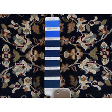 Load image into Gallery viewer, 3&#39;x18&#39; Midnight Blue Pure Wool 250 Kpsi Nain With Flower Medallion Design Xl Runner Hand Knotted Oriental Rug FWR397368