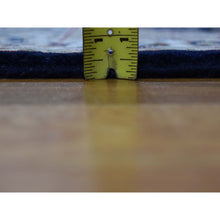 Load image into Gallery viewer, 3&#39;x18&#39; Midnight Blue Pure Wool 250 Kpsi Nain With Flower Medallion Design Xl Runner Hand Knotted Oriental Rug FWR397368