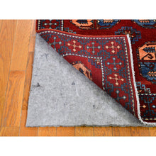 Load image into Gallery viewer, 3&#39;4&quot;x4&#39;8&quot; Red 100% Wool Geometric Afghan Ersari With Elephant Feet Design Hand Knotted Oriental Rug FWR397716