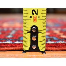 Load image into Gallery viewer, 3&#39;4&quot;x4&#39;8&quot; Red 100% Wool Geometric Afghan Ersari With Elephant Feet Design Hand Knotted Oriental Rug FWR397716