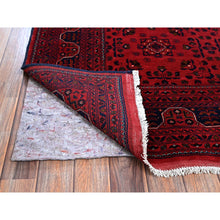 Load image into Gallery viewer, 5&#39;x6&#39;4&quot; Scarlet Red, Afghan Khamyab with Tribal Design, Pure Wool, Vegetable Dyes, Hand Knotted, Oriental Rug FWR3972