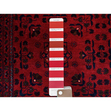 Load image into Gallery viewer, 5&#39;x6&#39;4&quot; Scarlet Red, Afghan Khamyab With Tribal Design, Pure Wool, Vegetable Dyes, Hand Knotted, Oriental Rug FWR3972
